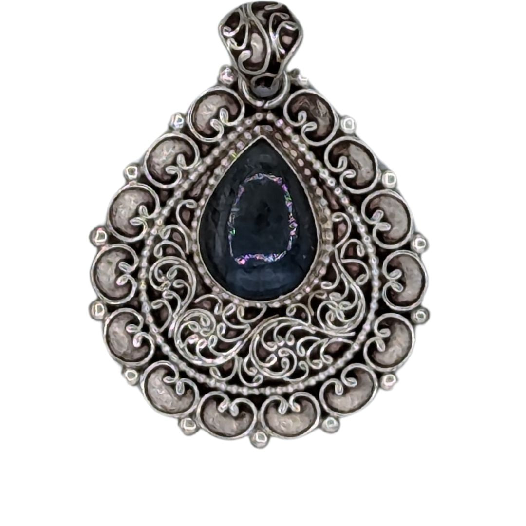 Handmade Vintage Jewelry Women Sterling Silver Pendant from Nepal