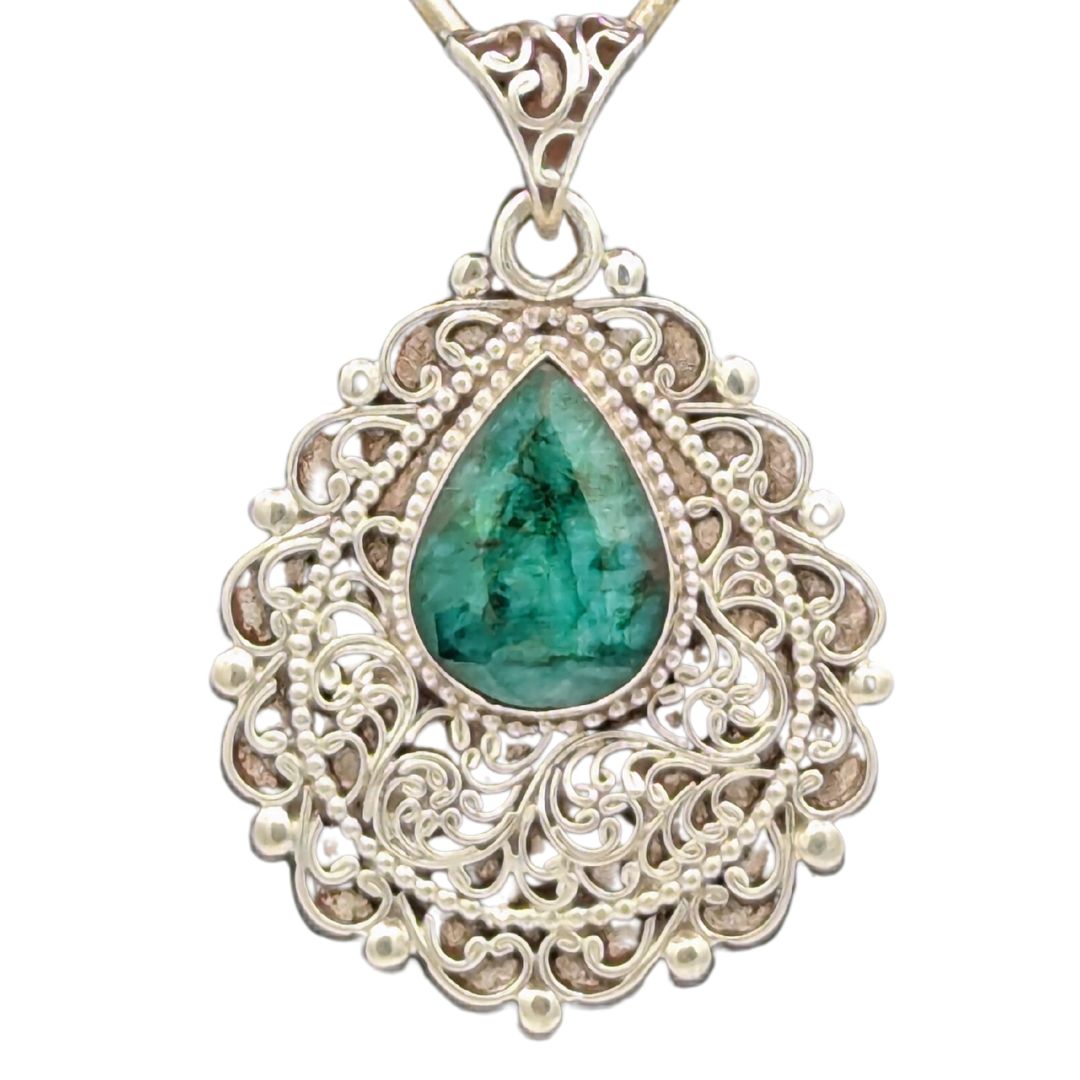 Handmade Vintage Jewelry Women Sterling Silver Pendant from Nepal